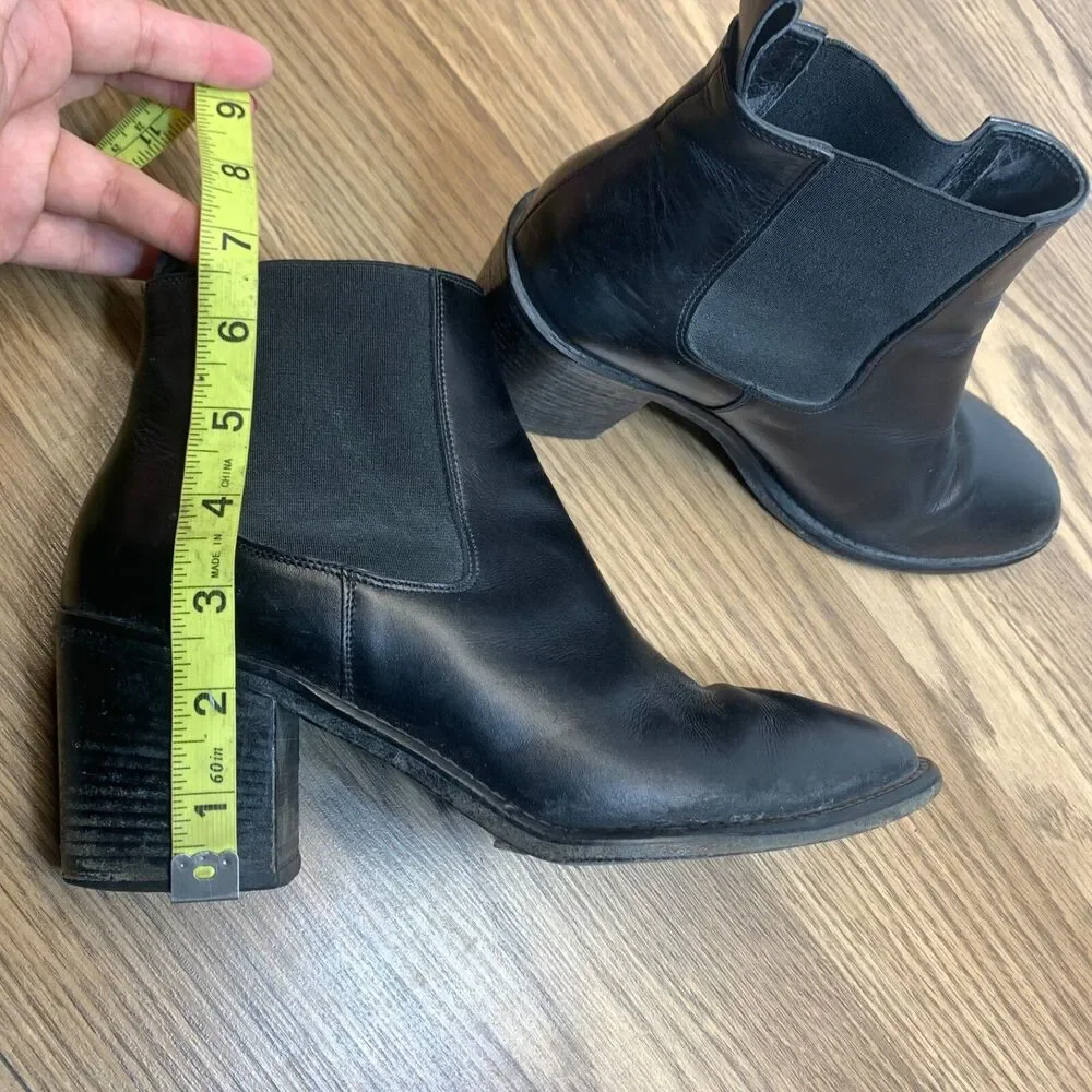 Jenni Kayne‎ Black Leather Heeled Chelsea Boots Ankle Size 38 US 7.5-8